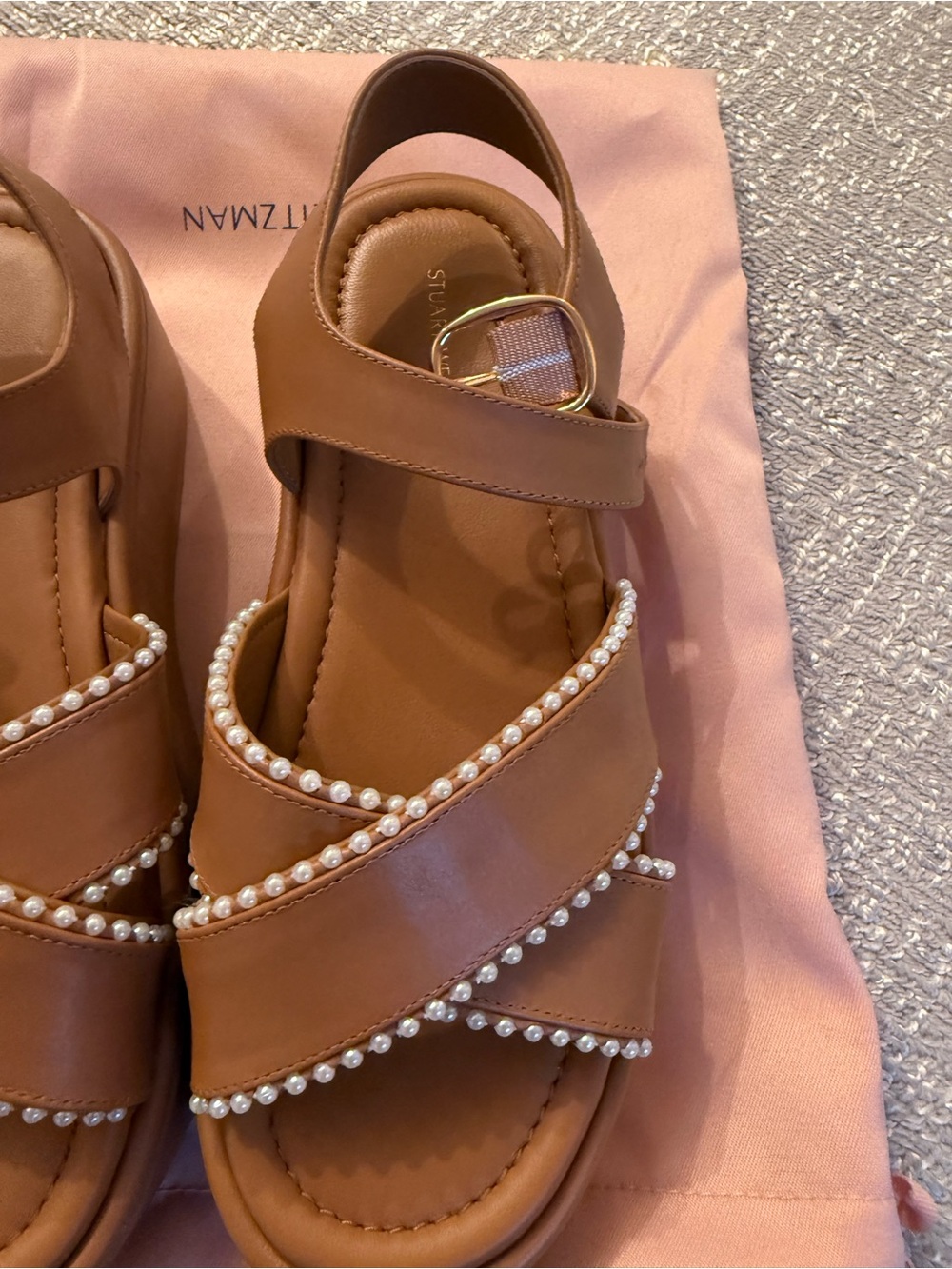 Stuart Weitzman Sandals with Pearl Trim - Picture 3 of 6